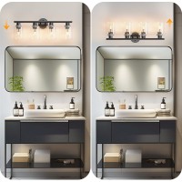 Weyderk 4 Light Bathroom Vanity Fixtures Matte Black Modern Bathroom Light Fixture With Clear Glass Shades Ul Certificatione