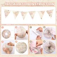 Tujoe 19 Pcs Map Classroom Decorations Travel Themed Party Decorations Map Globes Hanging Paper Lantern Fans Triangle Flags Bann