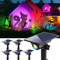 6 Pack Color Changing Solar Power Spot Lights For Halloween Decorations Skeletons Tombstones Ghost Outdoor Waterproof Led La