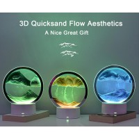 Crlkssjx Moving Sand Art Lamp 3Dmoving Sand Art Quicksand Bedside Lamp Creative Glass Sand Painting Colorful Night Light Hom