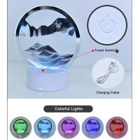 Crlkssjx Moving Sand Art Lamp 3Dmoving Sand Art Quicksand Bedside Lamp Creative Glass Sand Painting Colorful Night Light Hom