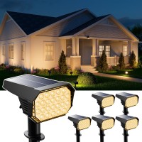 6 Pack Solar Powered Outdoor Spot Lights Outside Landscape Waterproof 24 Leds Spotlights Dusk To Dawn For House Yard Tree Plant