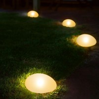 Johoo Set Of 4 Solar Lights Outdoor Waterproof Solar Pebble Rock Garden Lights Decorative With Warm White Led