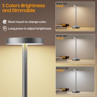 Sikevht 2 Pack Cordless Table Lamps Battery Operated Led Desk Lamp 3Color Stepless Dimming Portable Waterproof For Restau