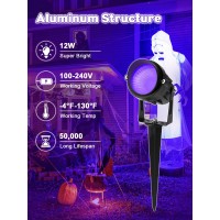 Aodiyipei Halloween Black Light Outdoor Spotlight 12W Purple Led Spotlights Blacklight Waterproof Spot Landscape Lights With U