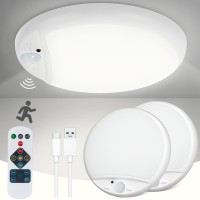 Motion Sensor Ceiling Light With Remote Rechargeable Battery Shower Light Indoor 3 Color Temp 3000K4000K6000K 78In Flush Mou