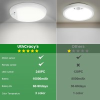 Motion Sensor Ceiling Light With Remote Rechargeable Battery Shower Light Indoor 3 Color Temp 3000K4000K6000K 78In Flush Mou