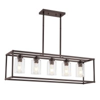 Hccz 5 Light Oil Rubbed Bronze Dining Room Light Fixture Modern Farmhouse Chandelier Over Table Rectangle Kitchen Island Pendant