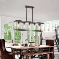 Hccz 5 Light Oil Rubbed Bronze Dining Room Light Fixture Modern Farmhouse Chandelier Over Table Rectangle Kitchen Island Pendant