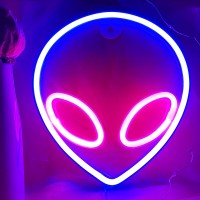 Vifulin Alien Neon Sign Blue And Pink Alien Light Alien Led Sign Alien Head Lamp Gifts Usbbattery Powered Neon Sign For Man Ca