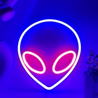 Vifulin Alien Neon Sign Blue And Pink Alien Light Alien Led Sign Alien Head Lamp Gifts Usbbattery Powered Neon Sign For Man Ca