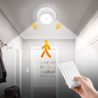 Suraielec Battery Ceiling Light With Wall Switch Motion Sensor Light Indoor Wireless Wall Switch Remote 6500K 300Lm Battery