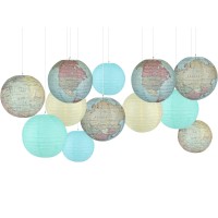 6Pcs Globe Hanging Paper Lanterns Set 8Inch Travel Themed Party Decorations World Map Hanging Paper Lantern Around The World Dec