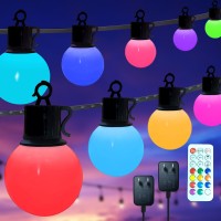 Outdoor Patio Lights Rgb String Lights Waterproof With Remote Control Led Outdoor String Lights 33Ft Christmas Halloween Stri