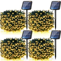 Btfarm 4 Pack Solar String Lights Outdoor Extra Long 480Led 156Ft Solar Christmas Lights Outside Waterproof 8 Modes Solar Powe