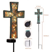 Solar Cross Garden Stake Lights 38Inch Outdoor Waterproof Memorial Garden Decor 2 Lighting Modes Cemetery Decorations For Grave