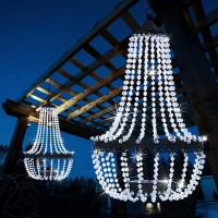 Hanging Solar Lantern Outdoor 28 Modern Crystal Acrylic Chandelier With 30 Cool White Lights S Hook For Garden Yard Patio