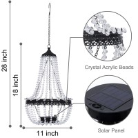 Hanging Solar Lantern Outdoor 28 Modern Crystal Acrylic Chandelier With 30 Cool White Lights S Hook For Garden Yard Patio