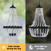 Hanging Solar Lantern Outdoor 28 Modern Crystal Acrylic Chandelier With 30 Cool White Lights S Hook For Garden Yard Patio