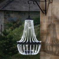 Hanging Solar Lantern Outdoor 28 Modern Crystal Acrylic Chandelier With 30 Cool White Lights S Hook For Garden Yard Patio