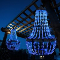 Sunnypark Hanging Solar Lantern Outdoor 28 Modern Crystal Acrylic Chandelier With 30 Blue Lights S Hook For Garden Yard Pa