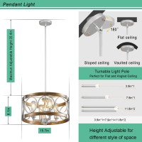 Shiandar Silver Farmhouse Chandelier Light Fixture 4Light Kitchen Lighting Fixture Ceiling Mount Rustic Round Ceiling Hanging