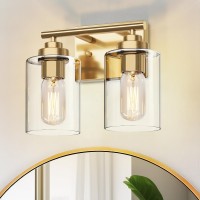 Skejao 2 Light Bathroom Vanity Light Over Mirror Gold Vanity Light For Bathroom Gold Bathroom Light Fixture For Bedroom Living R