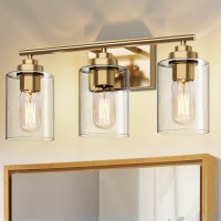 Skejao 3 Light Bathroom Vanity Light Over Mirror Gold Vanity Light For Bathroom Gold Bathroom Light Fixture Wall Sconce Lighting