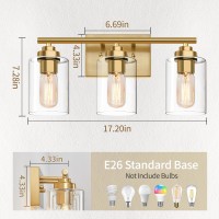 Skejao 3 Light Bathroom Vanity Light Over Mirror Gold Vanity Light For Bathroom Gold Bathroom Light Fixture Wall Sconce Lighting