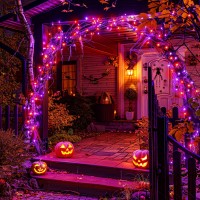 Potive 2 Pack Orange And Purple Halloween Lights Total 151Ft 400 Led Halloween Solar Lights Outdoor8 Modes Solar String Lights