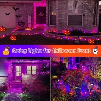 Potive 2 Pack Orange And Purple Halloween Lights Total 151Ft 400 Led Halloween Solar Lights Outdoor8 Modes Solar String Lights