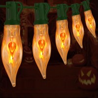 Halloween Lights 278 Ft Flickering Flame String Lights With 25 Orange Glass Flame Light Bulbs Twinkle C18 E12 Base Flame Lights