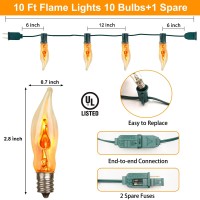 Halloween Lights 278 Ft Flickering Flame String Lights With 25 Orange Glass Flame Light Bulbs Twinkle C18 E12 Base Flame Lights