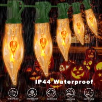 Halloween Lights 278 Ft Flickering Flame String Lights With 25 Orange Glass Flame Light Bulbs Twinkle C18 E12 Base Flame Lights