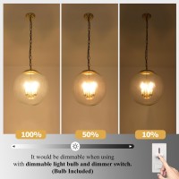 Kokoyukina 137 Gold Globe Pendant Light Mid Century Pendant Light Clear Glass Pendant Lights Kitchen Island Adjustable Hangi