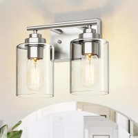 Skejao 2 Light Bathroom Vanity Light Over Mirror Nickel Vanity Light For Bathroom Bathroom Light Fixture For Bedroom Living Room