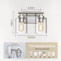 Skejao 2 Light Bathroom Vanity Light Over Mirror Nickel Vanity Light For Bathroom Bathroom Light Fixture For Bedroom Living Room