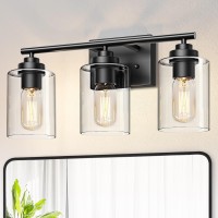 Skejao 3 Light Bathroom Vanity Light Over Mirror Black Vanity Light For Bathroom Matte Black Bathroom Light Fixture Wall Sconce