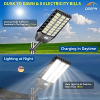 Deepn Solar Street Lights Outdoor 5000W Solar Parking Lot Lights 360000 Lumens Solar Powered Street Light Ip66 Waterproof Dusk