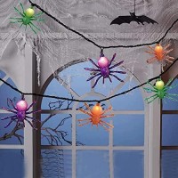 Aiyomt Spider String Lights For Halloween 85 Ft Spider String Lights With 10 Leds Colorful Spider Lights Perfect For Parties