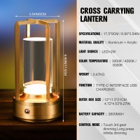 Portable Metal Table Lamp Cordless Table Lamp Rechargeable Battery Operated Lights Led Table Lamps 3 Color Stepless Dimming T