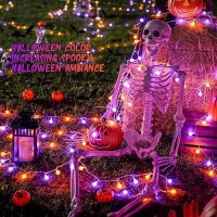 Jmexsuss 100 Led Orange And Purple Halloween Lights Indoor Connectable Globe String Lights Plug In With Remote 33Ft 8 Modes Ha