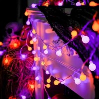 Jmexsuss 100 Led Orange And Purple Halloween Lights Indoor Connectable Globe String Lights Plug In With Remote 33Ft 8 Modes Ha