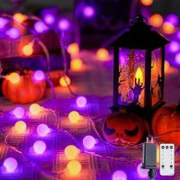 Jmexsuss 100 Led Orange And Purple Halloween Lights Indoor Connectable Globe String Lights Plug In With Remote 33Ft 8 Modes Ha