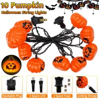 Couah Halloween Lights 85 Ft Halloween Pumpkin Led String Lights With 10 Pumpkin Lights Waterproof Halloween Lights Plug In In