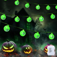 Halloween Decorations Eyeball String Lights 30 Led Battery Operated Globe String Lights With 8 Modes Twinkle Green Lights For