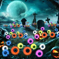 Halloween Eyeballs Solar Lights 2 Pack 20 Led Multicolored Outdoor 2 Modes Light Scary Swaying Firefly Decoration Lights Wa