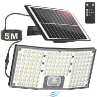 Tobusa Motion Sensor Solar Light Outdoor Dusk Dawn Solar Powered Flood Light 4000Lm 3 Modes Solar Light With Remote 6500K Sol