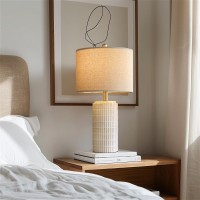 Portres 23 Bedside Table Lamp For Nightstand Bedroom Single Ceramic Lamp For Living Room White Night Stand Light Lamp With