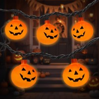 Aiyomt Halloween Pumpkin String Lights 85 Ft Halloween String Lights With 10 Leds Jack O Lantern Pumpkin Lights Orange Hallowe